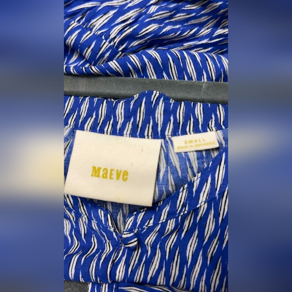 Maeve By Anthropology Lila Blue Tiered Blouse Button Front Small - Picture 7 of 12